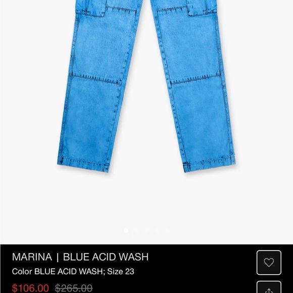 RtA High Rise Blue Cargo Jeans for Women - Picture 6 of 6